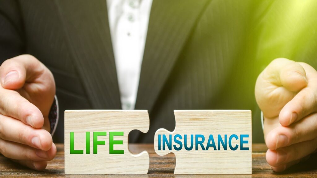 Hình minh họa bảo hiểm nhân thọ ở Mỹ với hai mảnh ghép Life và Insurance, tượng trưng cho bảo vệ tài chính và quản lý rủi ro