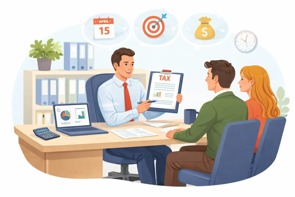 Tax professional in the U.S. advising clients on tax filing and personal tax planning